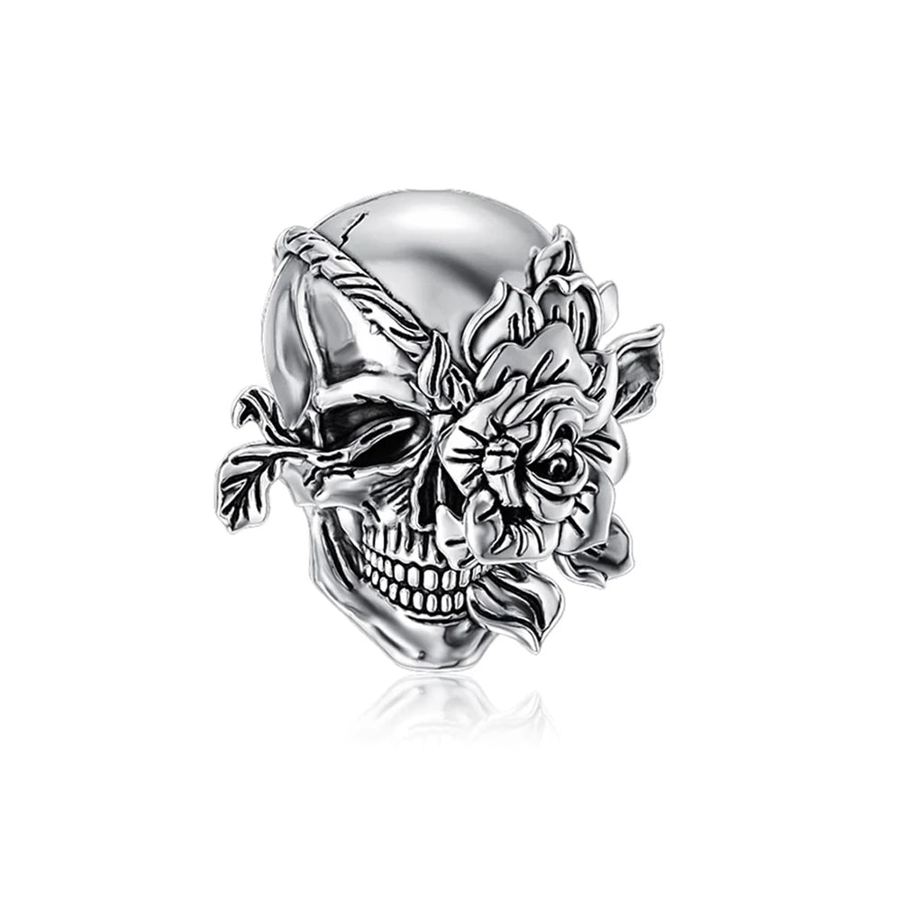 Atemberaubender Geisterrosen-Perlen aus 925er-Sterlingsilber und Spinnen-Seidenschädel-Anhänger, passend für Armbänder, Halloween-Anhänger, Accessoires, Geschenke