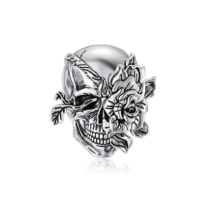 Klassische Kronen-Schädelperlen aus 925er-Sterlingsilber und Rosenpistolen-Anhänger, passend für Armbänder, exquisite Halsketten, Schmuck, Geschenke