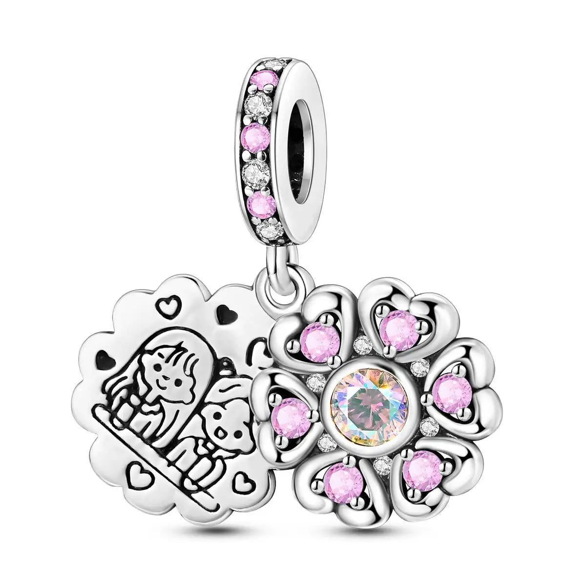 Versilberte Katzenpfote, Zauberwürfel, Blumen-Charms, Anhänger, passend für Original-Armbänder, DIY-Modeschmuck