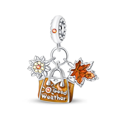 Kürbishaus-Perlen und Kuchen-Donut-Herzform aus 925er-Sterlingsilber, dreifach baumelnder Charm, passend für Armbänder, goldene orangefarbene Anhänger-Geschenke
