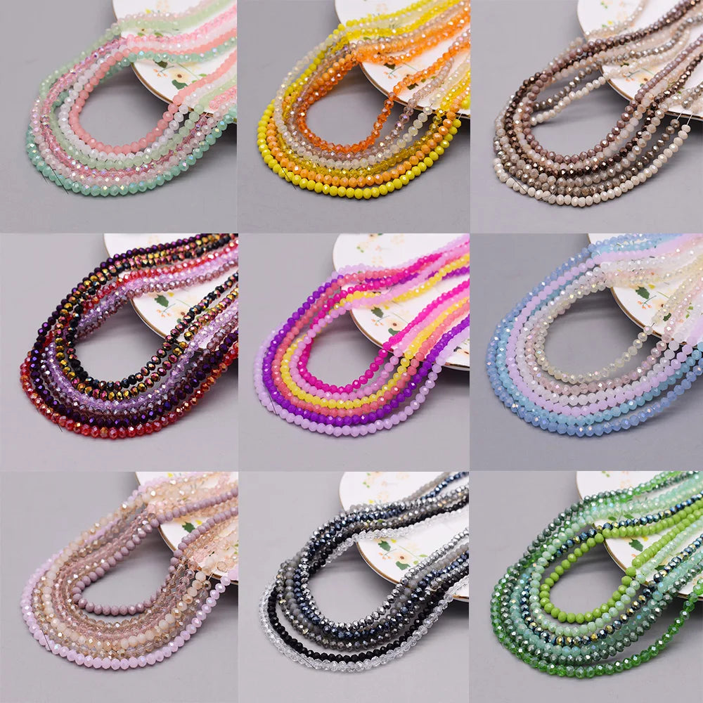 4 mm Farbschema, 6 Stränge/Beutel, Rondelle-Kristallglasperlen, facettierte lose Distanzperlen für Schmuckherstellung, Schmuck, DIY-Halskette