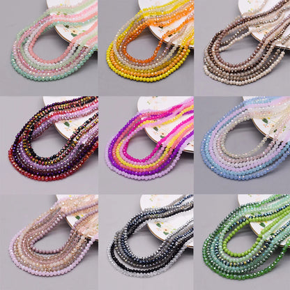 4 mm Farbschema, 6 Stränge/Beutel, Rondelle-Kristallglasperlen, facettierte lose Distanzperlen für Schmuckherstellung, Schmuck, DIY-Halskette