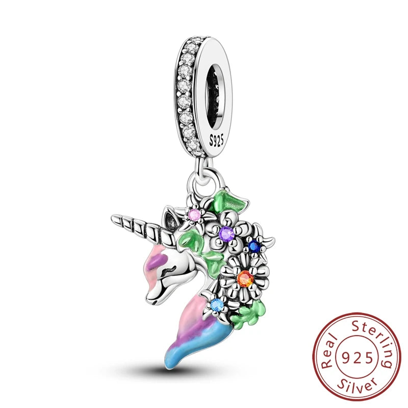 Frühling Charms Perlen Anhänger 925 Sterling Silber Blume Schmetterling Libelle Pilz Charms Fit Armband Frau Mann DIY Schmuck