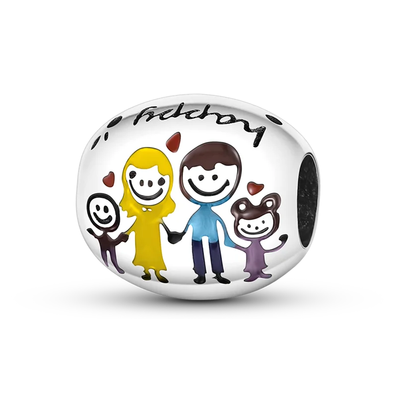 Charm-Perle aus 925er-Sterlingsilber, Mutter-Geschenk, Mutter, Liebe, glückliche Familie, baumelnd, passend für Original-Armreif, Halskette, DIY-Schmuck
