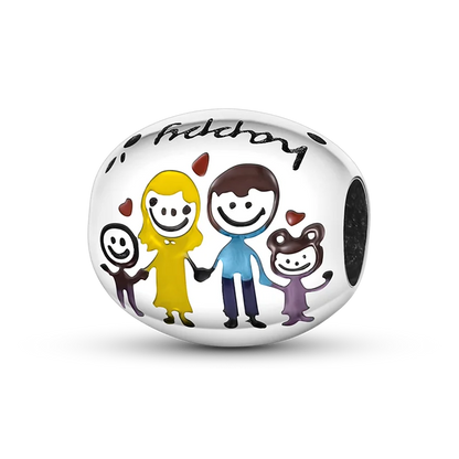 Charm-Perle aus 925er-Sterlingsilber, Mutter-Geschenk, Mutter, Liebe, glückliche Familie, baumelnd, passend für Original-Armreif, Halskette, DIY-Schmuck