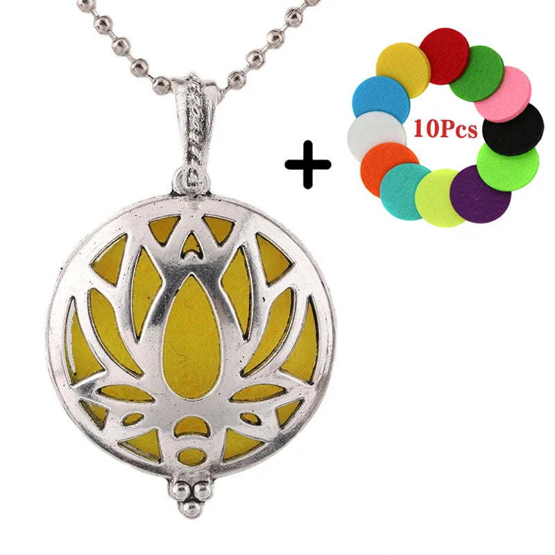 Beliebte Design Mode Aromatherapie Halskette Lotus Parfüm Medaillon Schmuck Ätherisches Öl Diffusor Anhänger Unisex Für Dropshipping