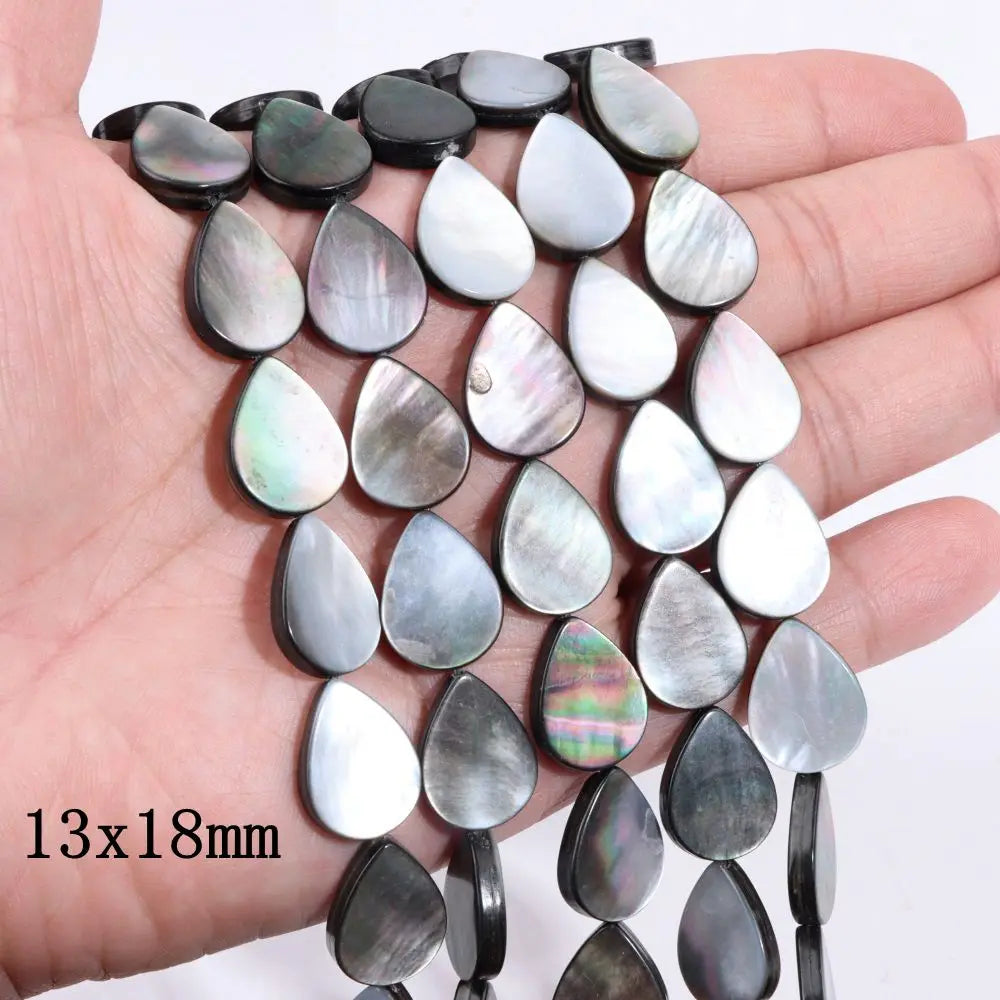 Natürliche graue schwarze Muschelperlen, rund, quadratisch, Perlmutt-Muschelperlen für die Schmuckherstellung, DIY-Charm, Halskette, Armband, Ohrringe