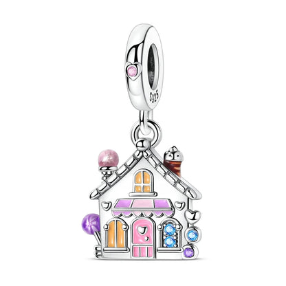 Funkelnde 925er-Sterlingsilber-Charm mit buntem Zirkon, festen Clip-Perlen und Engel-Anhänger, passend für Armbänder und Halsketten, exquisite Geschenke