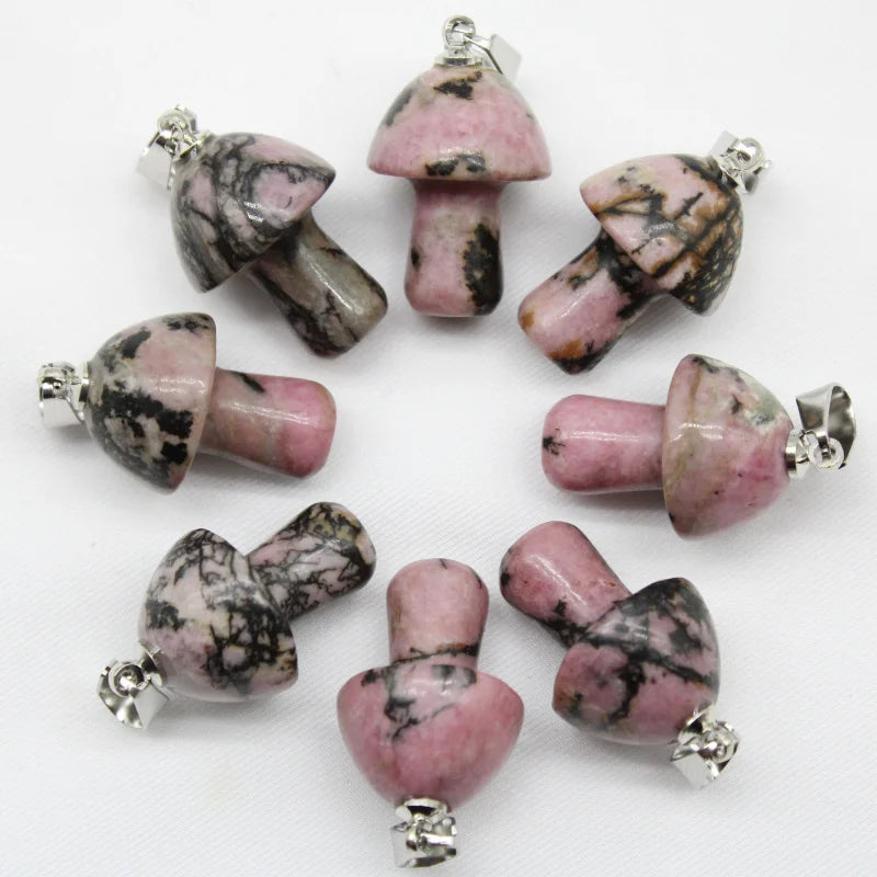 15 stücke Natürliche Stein Anhänger Quarz Kristall Amethyst Achate Aventurin Pilz Stein Anhänger für DIY Machen Zubehör
