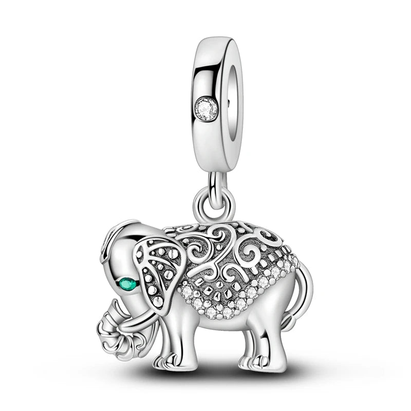 925 Sterling Silber Tier-Serie Charms Perlen Schaf Elefant Tiger Eule Anhänger Passend für Original-Armband DIY Frauen Geschenk