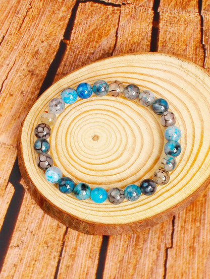 Natürliches blaues schwarzes Drachenader-Achat-Perlenarmband zum Schutz, Energie, Gleichgewicht, Mut, Stärke, spirituelle Heilung, Schmuck, Geschenk
