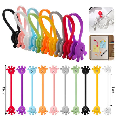 Wiederverwendbare magnetische Kabelbinder – Silikon-Kabel-Organizer-Clips für Drähte, Kopfhörer, Büro, Schreibtisch, Kühlschrank und Buchmarkierung