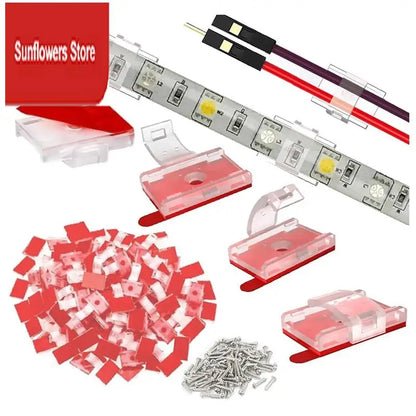 ABRM-100PCS Montageklemmen für LED-Lichtstreifen mit selbstklebendem Klebeband + Schraubenlichtklemmen für Innenlichtstreifen