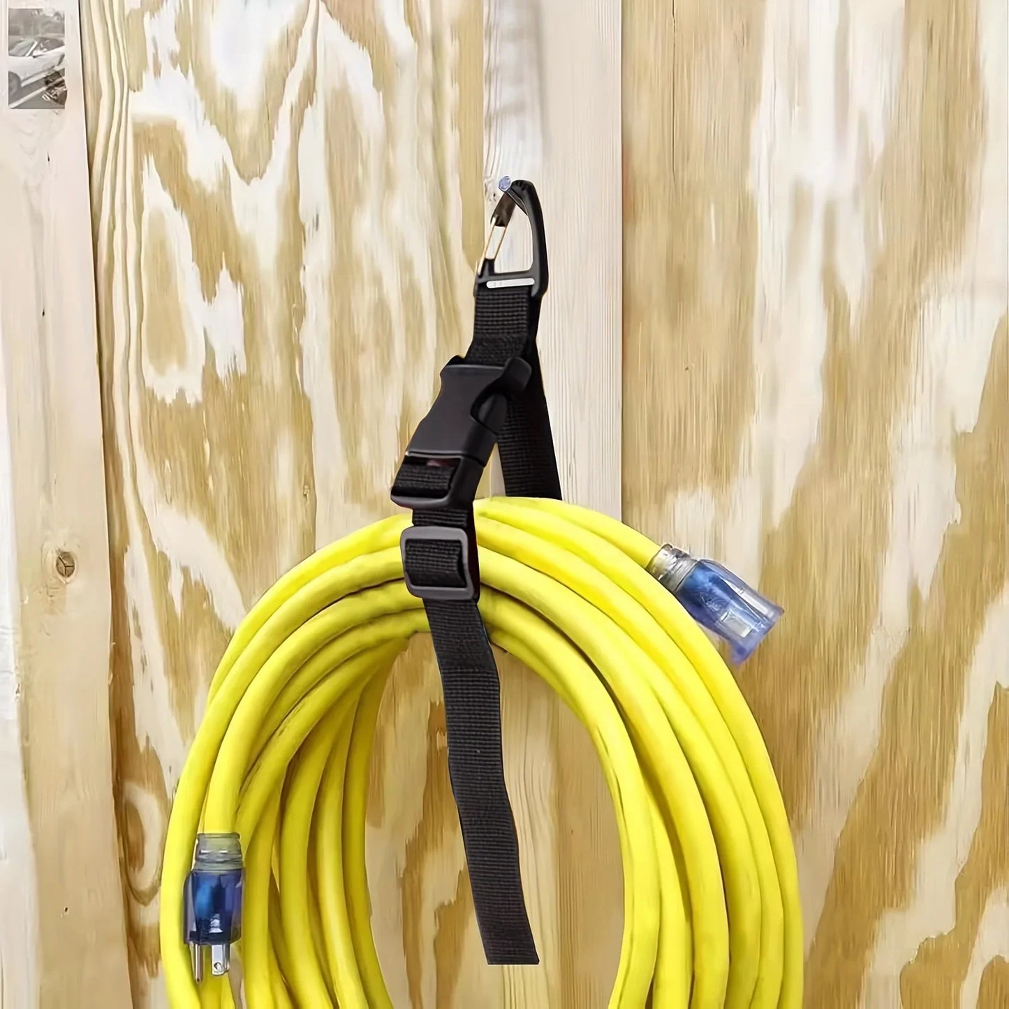 50cm Schwarzer Verstellbarer Kabelorganisator mit 3-Achsen-Schnalle - Robuster Aufbewahrungsgurt für Werkstatt- und Garagenorganisation