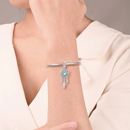 Exquisite Seestern-Perlen aus 925er-Sterlingsilber und vierblättriges Kleeblatt, baumelnder Charm für Armbänder und Halsketten, blaues romantisches Anhänger-Geschenk