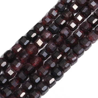 5/7mm AAA Facettierte Würfel Naturstein Granat Perlen Dunkelrote Quadratische Spacer Perlen Für Schmuck Machen DIY armbänder Zubehör