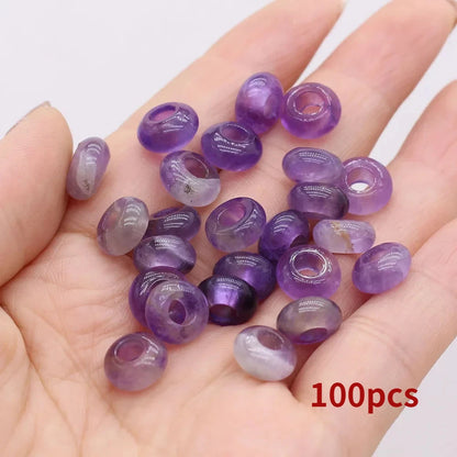 Großhandel 100 Stück Natursteinperlen, großes Loch, Abacus-Form, Agts-Steinperlen für die Herstellung von Schmuck, Halsketten, Loch 4 mm, Größe 5 x 10 mm
