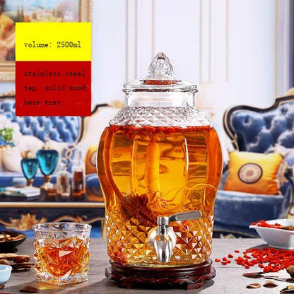 Leere dicke Glas-Enzym-Fass-Weinglas mit Wasserhahn Nicht-Bleiglas Obst traditionelle chinesische Medizin Alkohol flaschen 2,5 l