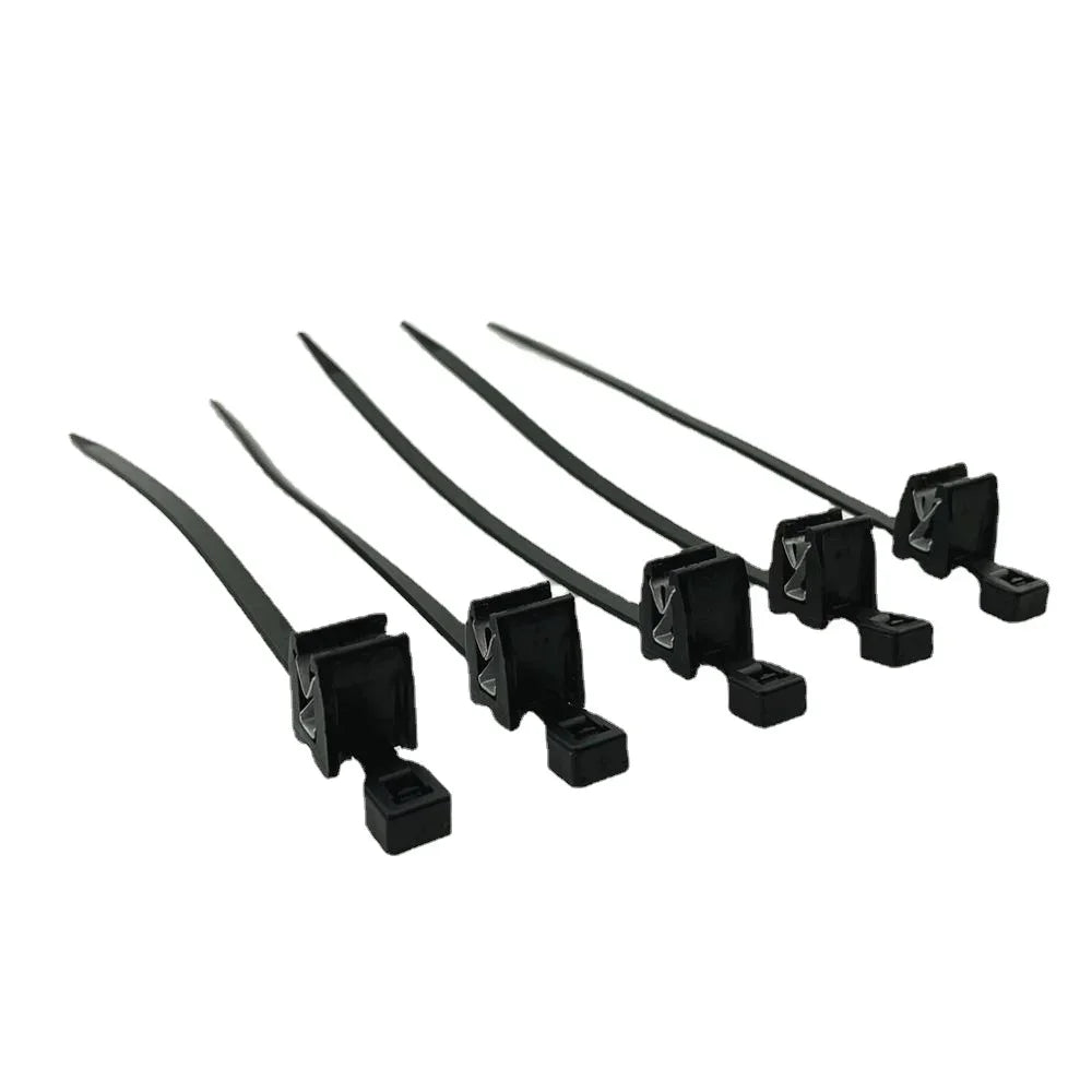 50 stücke elektrische geräte und produkte auto kabelbinder mit metall clip schnalle 5 mmx200mm