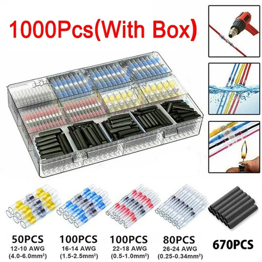 50-1000Pcs Solder Dichtung Draht Anschlüsse Schrumpf Solder Butt Isolierte Anschlüsse Solder Connector Kit Automotive Marine