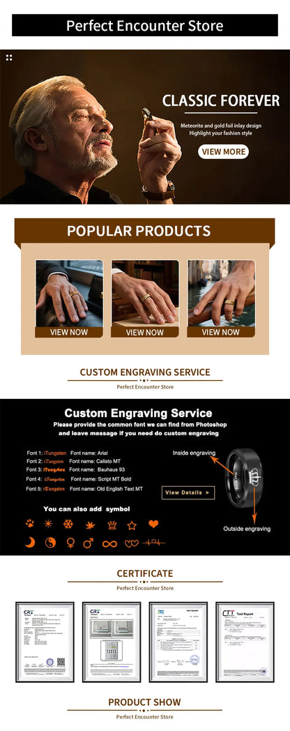 Schwarzer 8 mm Wolframcarbid-Ring für Herren, Ringe, Bague Homme, Pareja de Sundae, Modeschmuck, Eheringe, Verlobungsringe