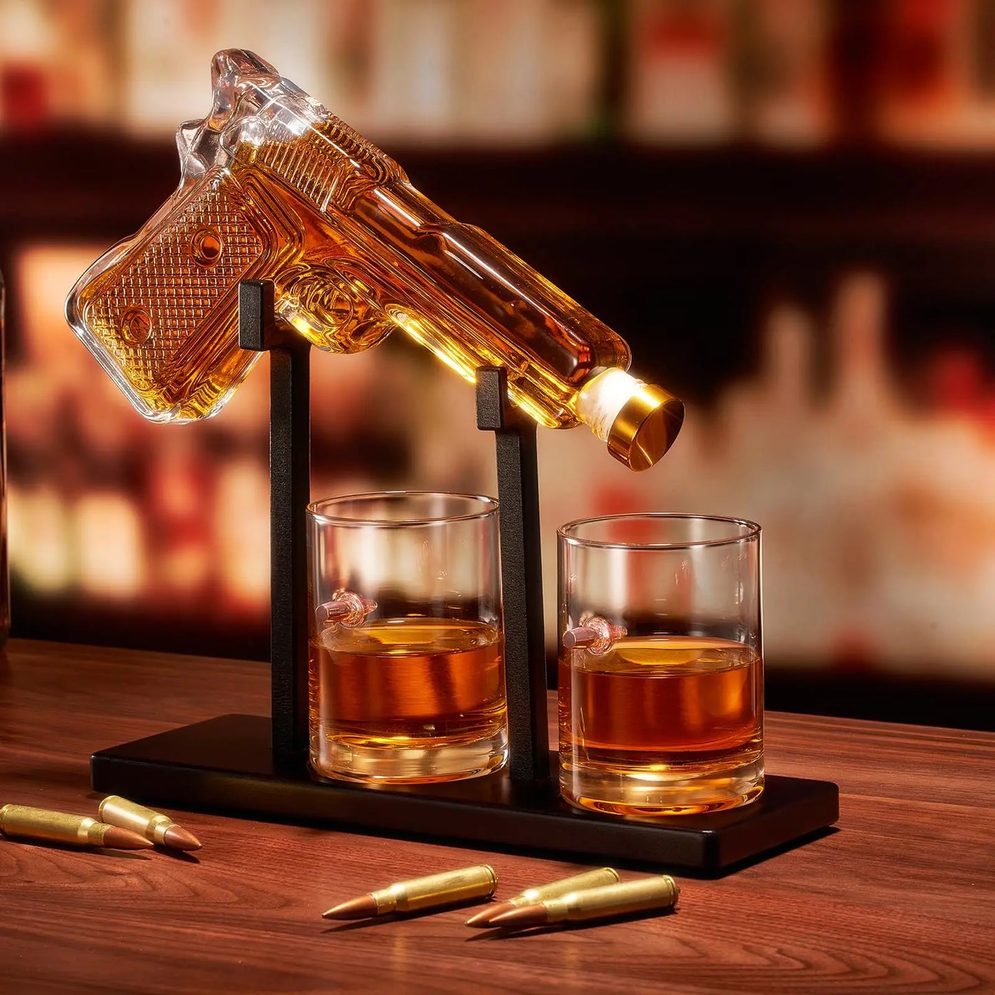 Pistolen-Whisky-Dekanter-Sets mit 2 Bullet-Gläsern, personalisierter Likörspender, Likör, Scotch Bourbon, Wodka, beste Geschenke für Papa