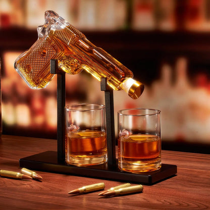 Pistolen-Whisky-Dekanter-Sets mit 2 Bullet-Gläsern, personalisierter Likörspender, Likör, Scotch Bourbon, Wodka, beste Geschenke für Papa
