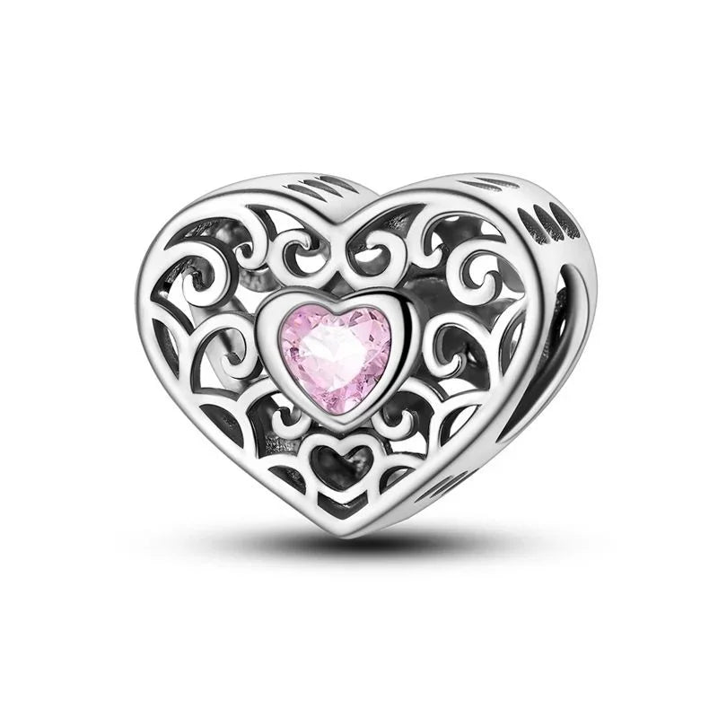Bezaubernde herzförmige Perlen aus 925er-Sterlingsilber, Familie, Liebe, Tier, Fußabdruck, Charm-Armband, Halskette, passend für Frauen, DIY-Urlaubsgeschenke