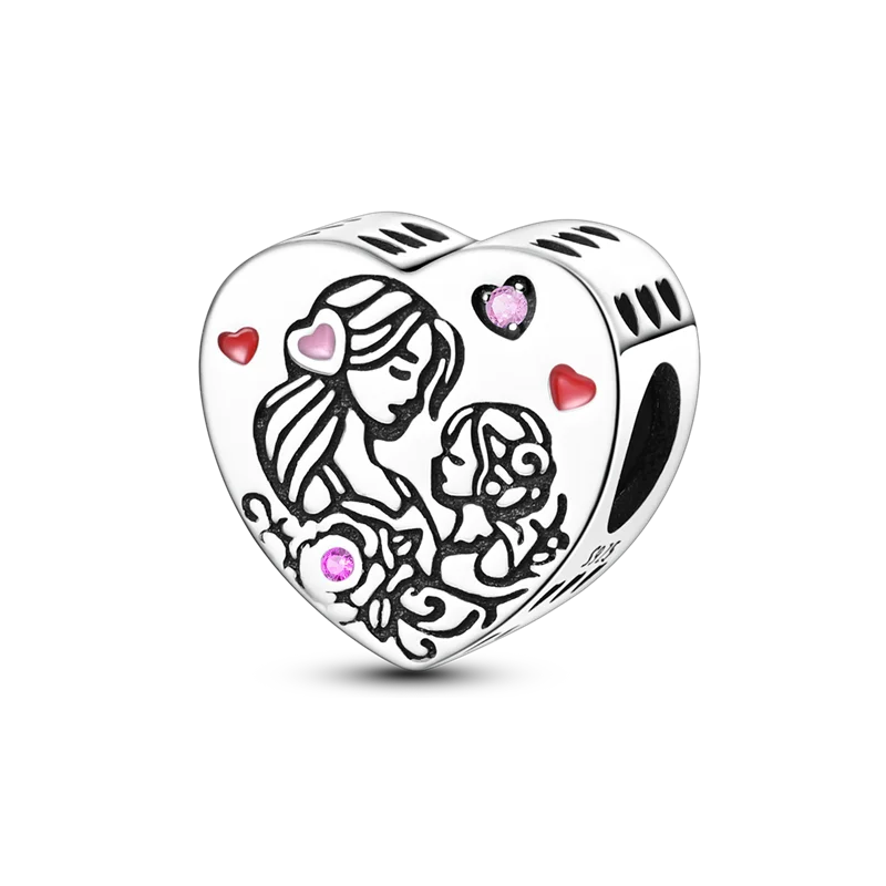 Charm-Perle aus 925er-Sterlingsilber, Mutter-Geschenk, Mutter, Liebe, glückliche Familie, baumelnd, passend für Original-Armreif, Halskette, DIY-Schmuck