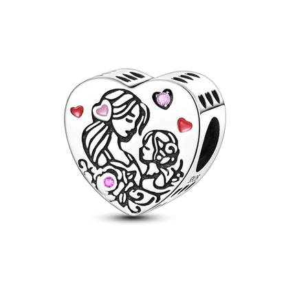 Charm-Perle aus 925er-Sterlingsilber, Mutter-Geschenk, Mutter, Liebe, glückliche Familie, baumelnd, passend für Original-Armreif, Halskette, DIY-Schmuck