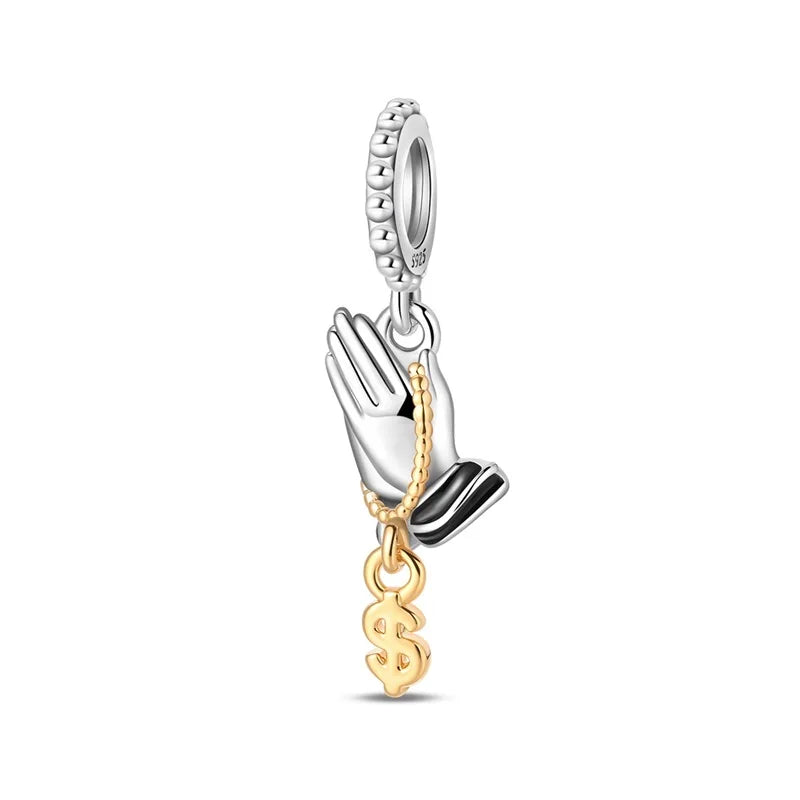 Glücksbringer aus 925er-Sterlingsilber, Geldbaum, glückliche Katze, Gott des Reichtums, Dollar-Schatz-Charm, passend für DIY-Armbänder, Halsketten, viel Glück, Wunschgeschenk