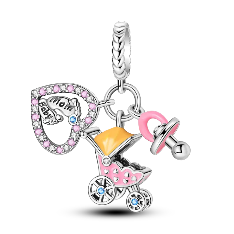 2025 heißer Verkauf Charms Perle 925 Sterling Silber Fahrrad Blume Kinderwagen Anhänger Fit Armreif Armband Halskette DIY Schmuck