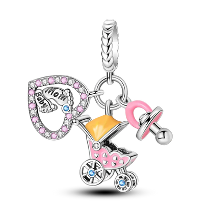 2025 heißer Verkauf Charms Perle 925 Sterling Silber Fahrrad Blume Kinderwagen Anhänger Fit Armreif Armband Halskette DIY Schmuck