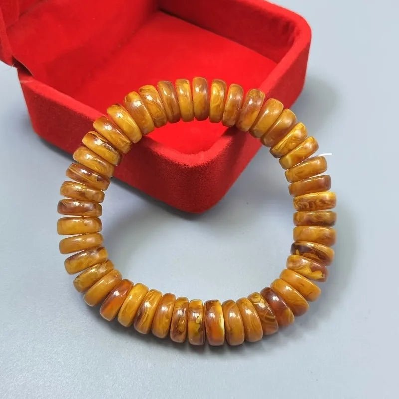 Bernsteinfarbenes Bienenwachs-Perlenarmband, einzelnes Ringzubehör für Herren und Damen