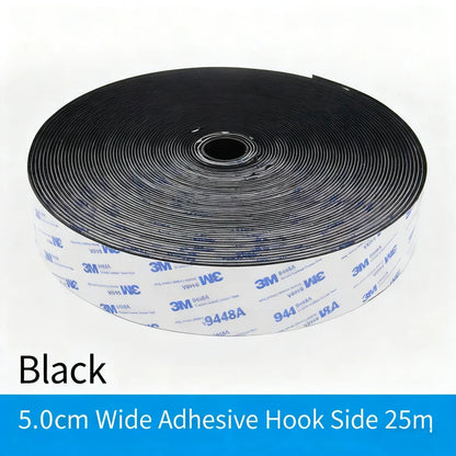 3M 9448A Schwarzes doppelseitiges Klebeband, 25 m, 16–100 mm, starkes, spurloses Seitenbefestigungsband mit Klettverschluss, hochtemperaturbeständig