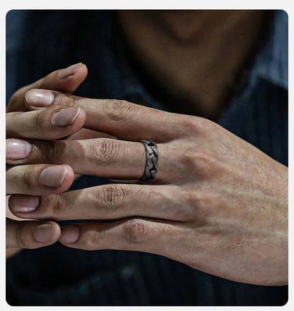 Vnox Herren Vintage oxidierte Edelstahlringe, Gliederförmiges Fingerband, Punk Rock Male Alliance