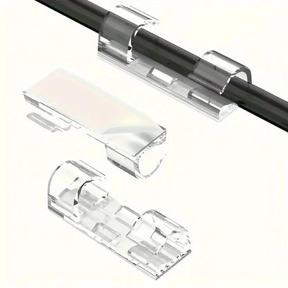 100 Stück Transparente Klebende Kabelclips Ohne Bohren Kabelorganisator für Zuhause Kabelbinder Schnallenhalter Büro Elektronik Kabelmanagement