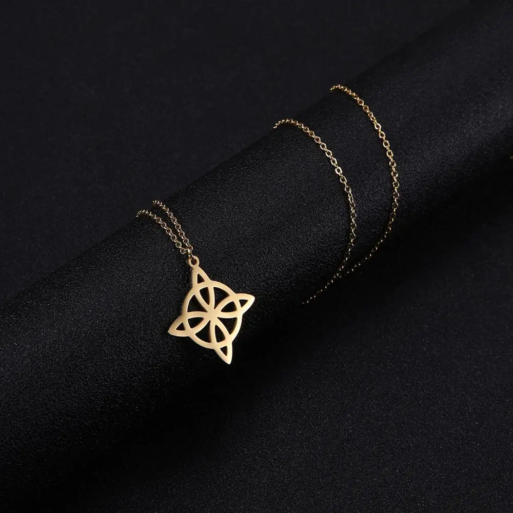 YILUOCD Vintage Hexenknoten Anhänger Halsketten Hexerei Wicca Schutz Amulett Schmuck Silber Farbe Celtics Talisman