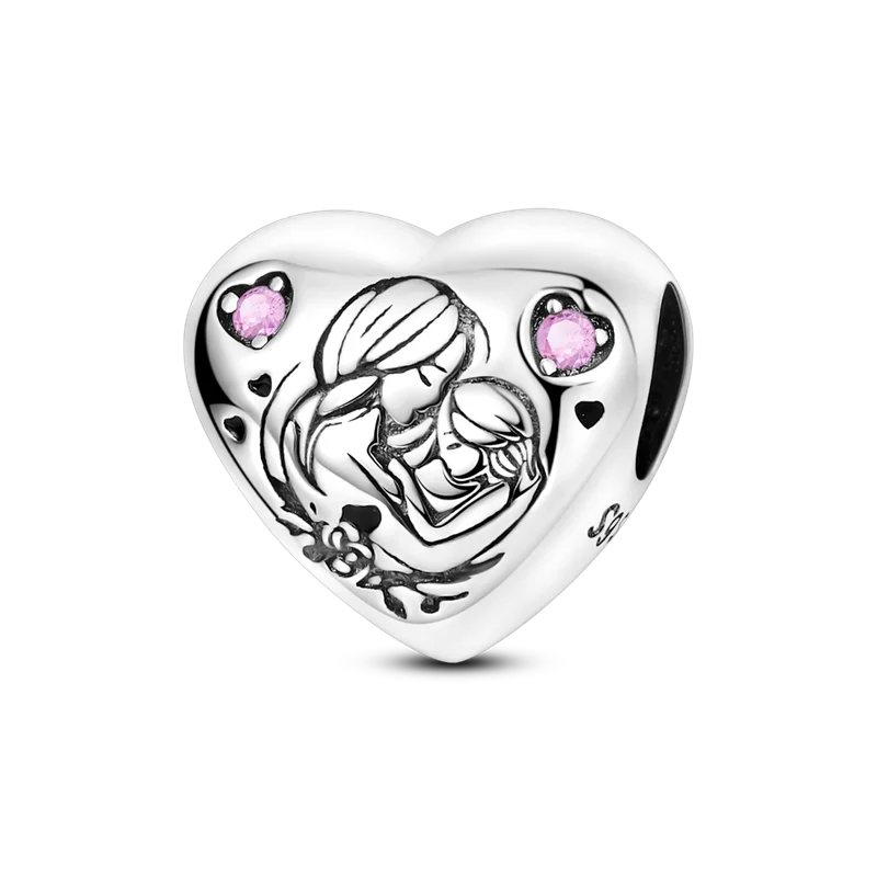 Charm-Perle aus 925er-Sterlingsilber, Mutter-Geschenk, Mutter, Liebe, glückliche Familie, baumelnd, passend für Original-Armreif, Halskette, DIY-Schmuck