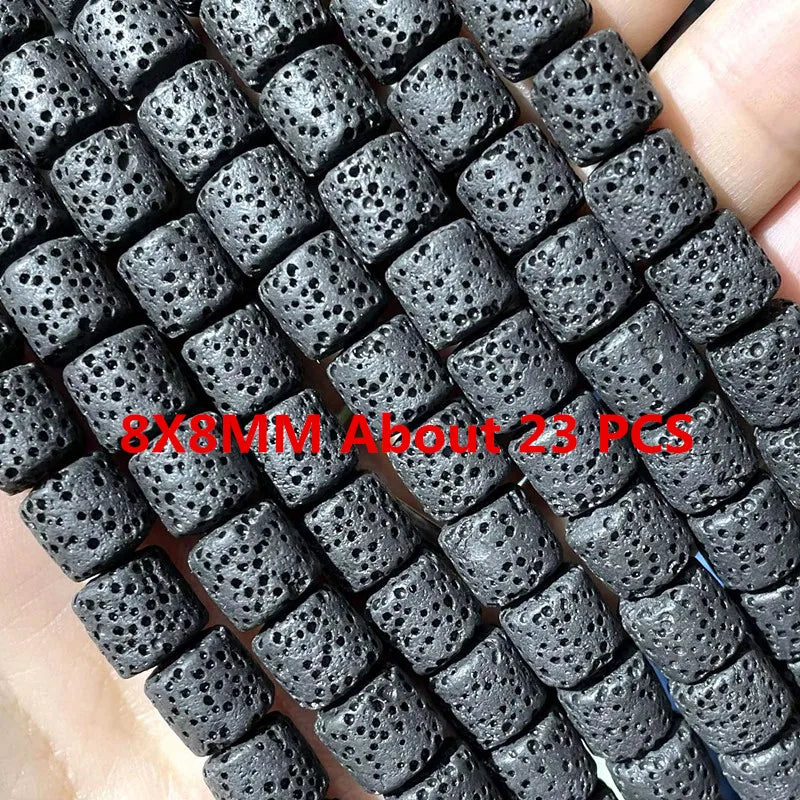 Natürliche Stein Schwarz Vulkanischen Lava Zylinder Räder Quadrat Runde Form Spacer Perlen Für Schmuck Machen Diy Armband Zubehör