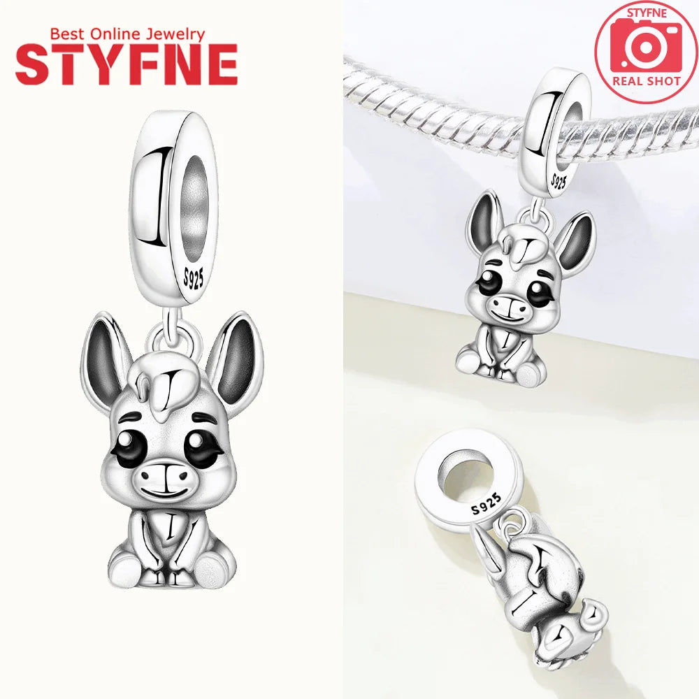 Tier-Serie-Charms, 925er Silber, Esel, Koala, Elefant, niedliche kleine Maus, Perlen-Anhänger, passend für DIY-Original-Armband, Modeschmuck