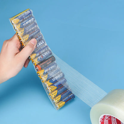 25 m starkes Faserband – extrem langlebiges Filament, transparent, gestreift, elektrischer Festkleber für 18650-Batterieverpackungen usw