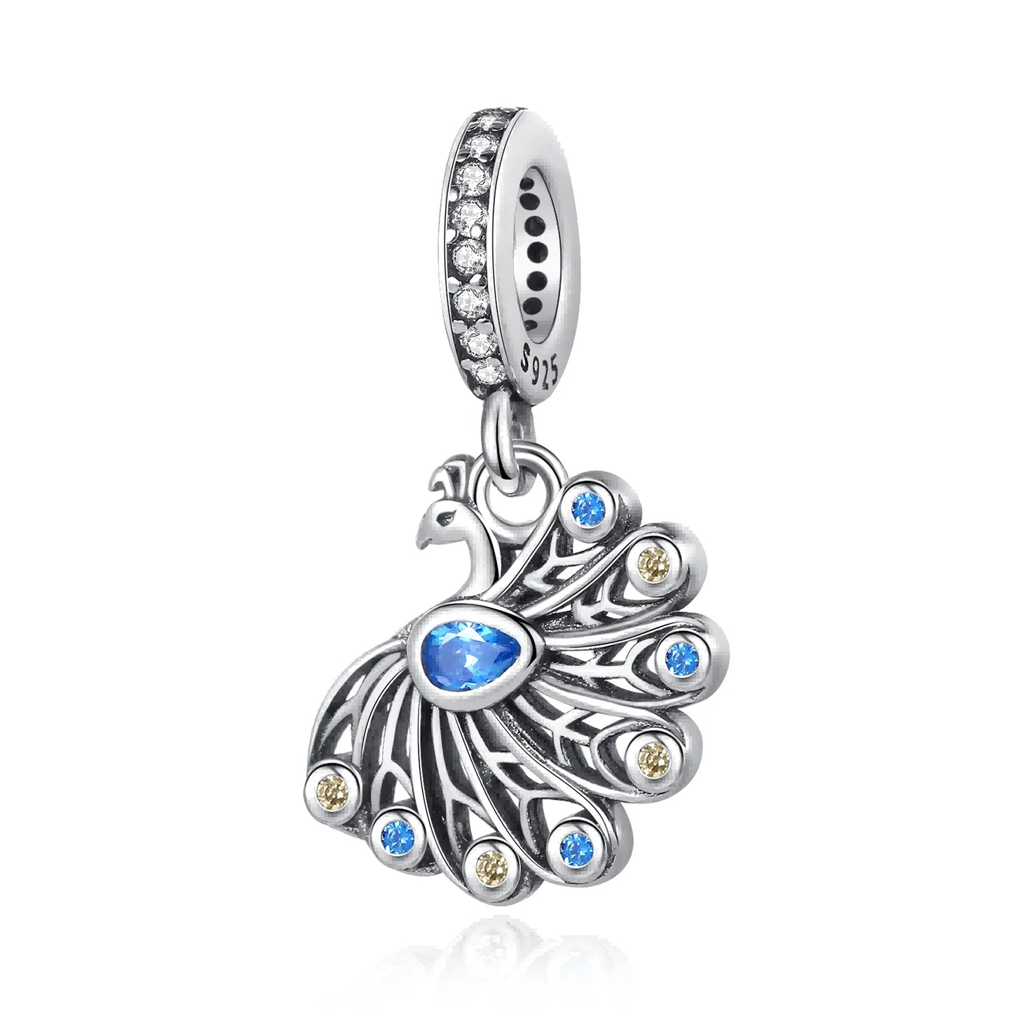 Blaue Serie 925 Sterling Silber Eidechsen-Herz Roboter Kaffee Mit Blumen Charms Passend für DIY Armband Halskette Casual Party Geschenke