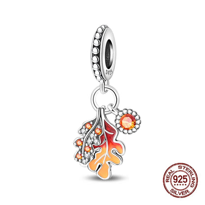 Herbst Neue 925 Sterling Silber Braun Maple Leaf Kürbis Biene Charms Bead Fit 3mm 925 Original Armbänder DIY schmuck Warmes Geschenk