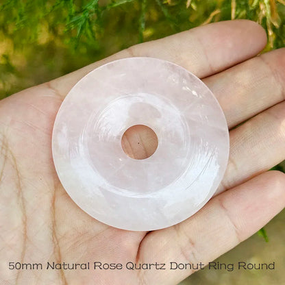 30 mm 40 mm 50 mm natürliche Donut-runde Rosenkristall-Quarz-Edelstein-Perlen, 1 Stück, für DIY-Pendant-Schmuckherstellungszubehör