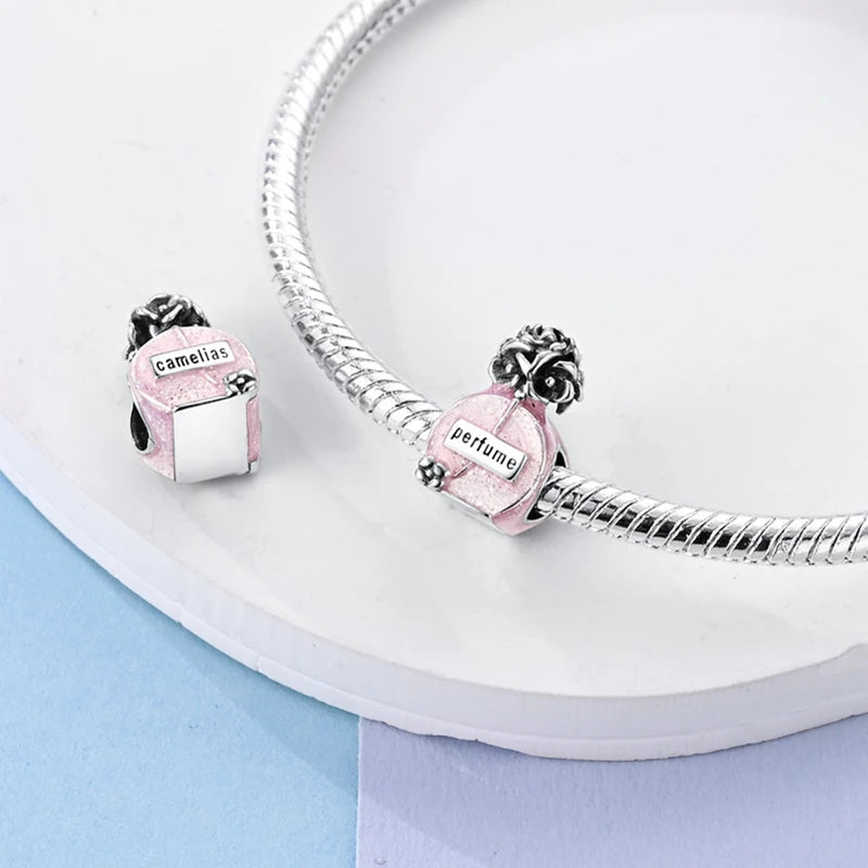 Neue 2025 925 Sterling Silber Charms Perlen Liebe Herz Rosa Original Charm Anhänger Fit Charm Armbänder DIY Schmuck Geburtstag Geschenk