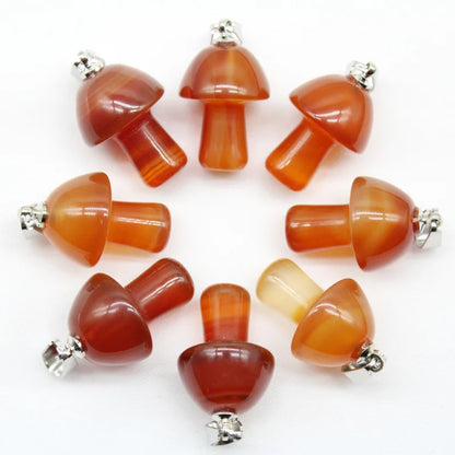 15 stücke Natürliche Stein Anhänger Quarz Kristall Amethyst Achate Aventurin Pilz Stein Anhänger für DIY Machen Zubehör