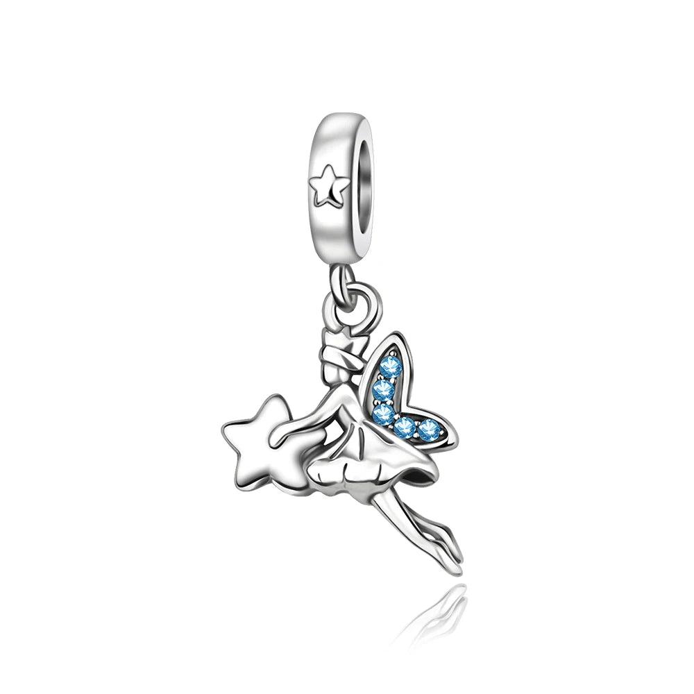Blaue Serie 925 Sterling Silber Globus Schneeflocke Tanzschuhe Krone Charm Passend für DIY Armband Halskette Elegante Partygeschenke