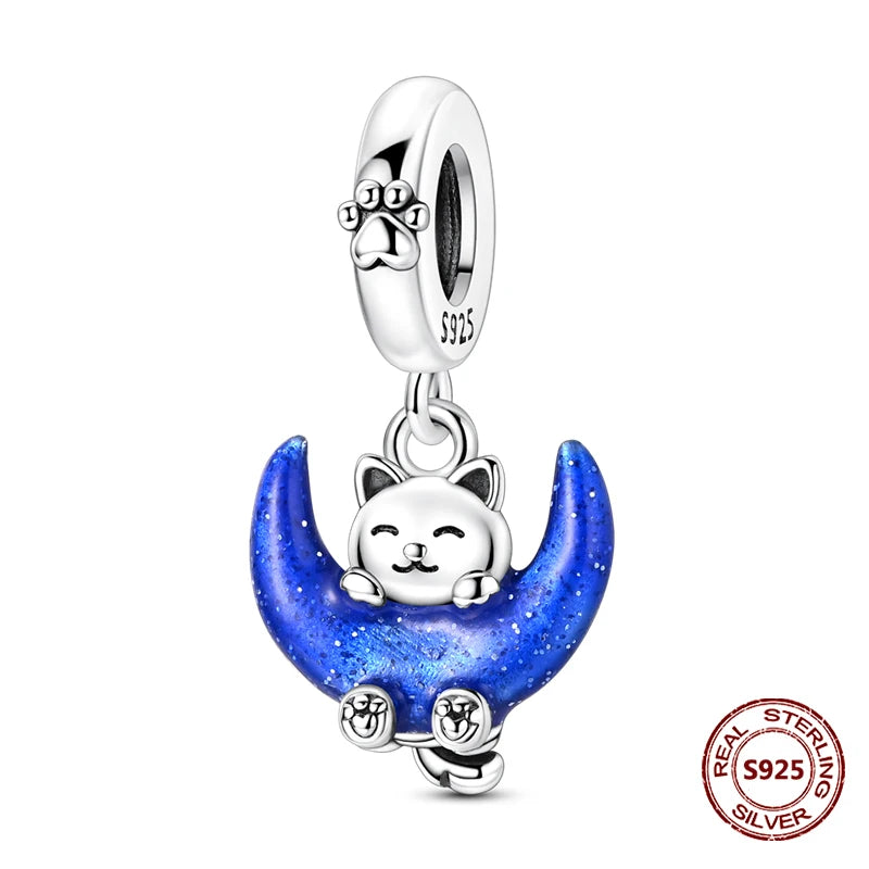 Teufelsaugen-Charm aus 925er Silber, Original-Hand der Fatima, blauer Zirkon, Kreuz, blaue Augen, passend für Armbänder, DIY-Herstellung von Schmuck, Geschenk