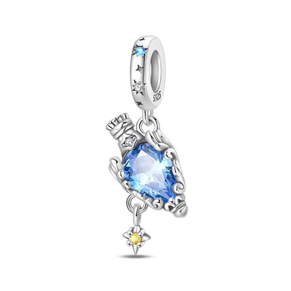 Blue Series Charm-Anhänger aus 925er-Sterlingsilber, Saphir, Baum des Lebens, Flasche, Elefant, Planet, Ozean, Herz, passend für DIY-Armbänder, Halsketten, Geschenke